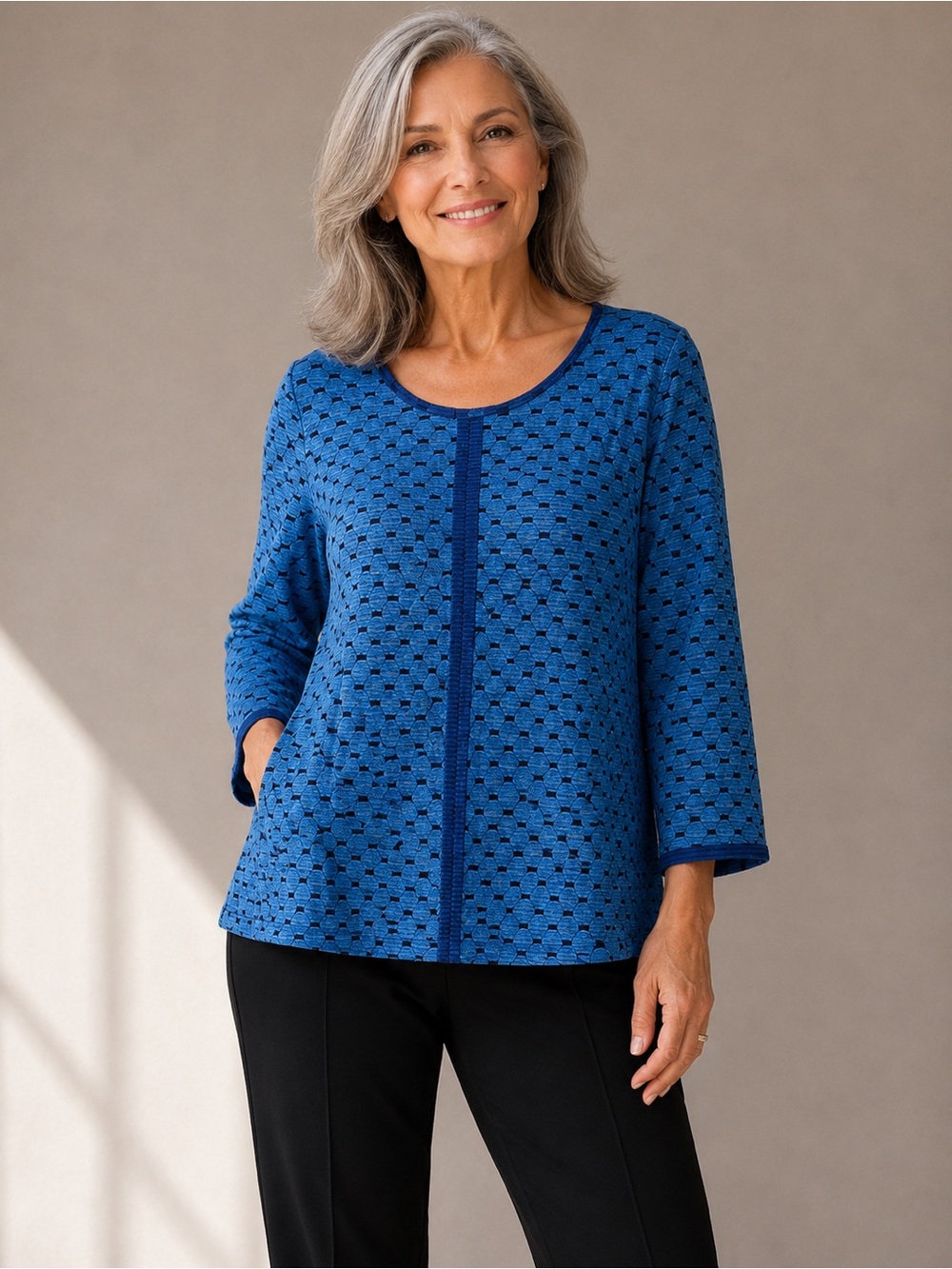 NWT Habitat 73737 Chopstick Button Cotton Pucker Window Pane Tunic Sz M/L
